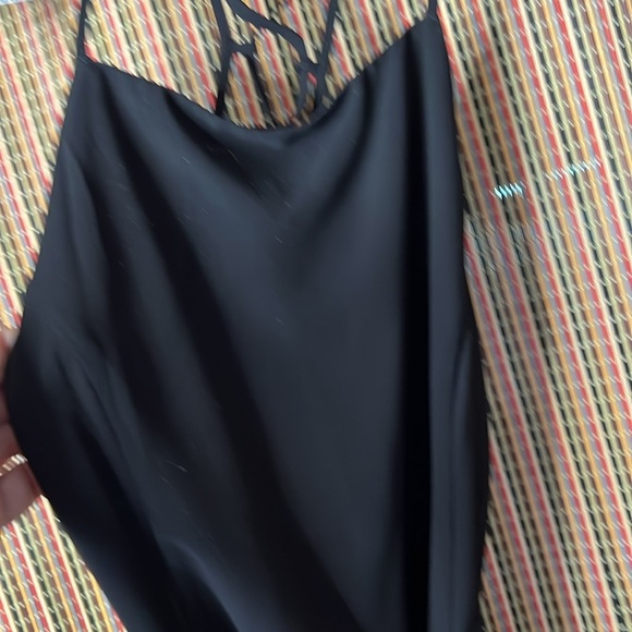 LULU’s Black “Back Lace up” Dress, size L, See All Pictures, flowing skirt, mini - Picture 2 of 11